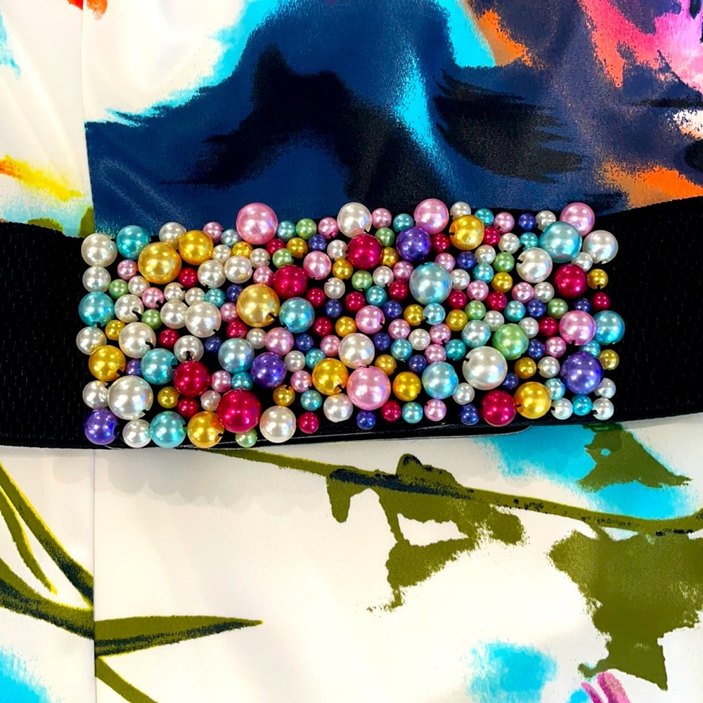 Joseph Ribkoff S 8 Gorgeous dress beautiful colors feels like satin and is lined - Picture 6 of 6